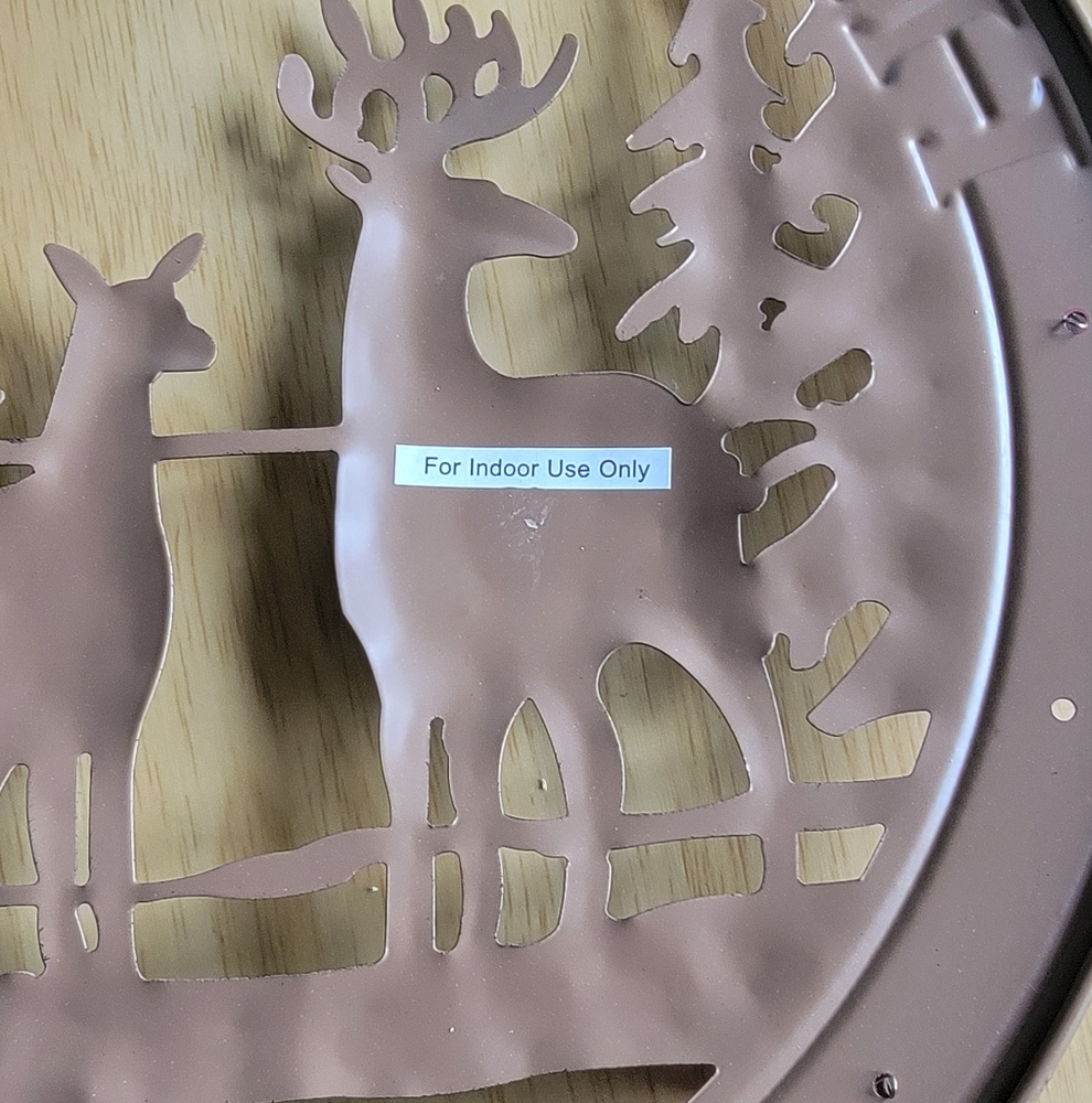 St. Nicholas Square Red and Brown Deer Metal Holiday Wreath With Bells. - Picture 8 of 10
